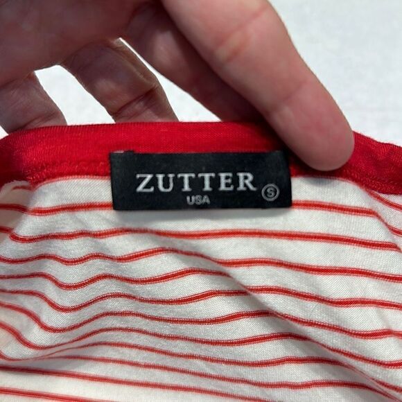 Babes Support Babes Striped Tshirt Sz S Zutter USA Girl Power Tee Red Ringer - Picture 3 of 5